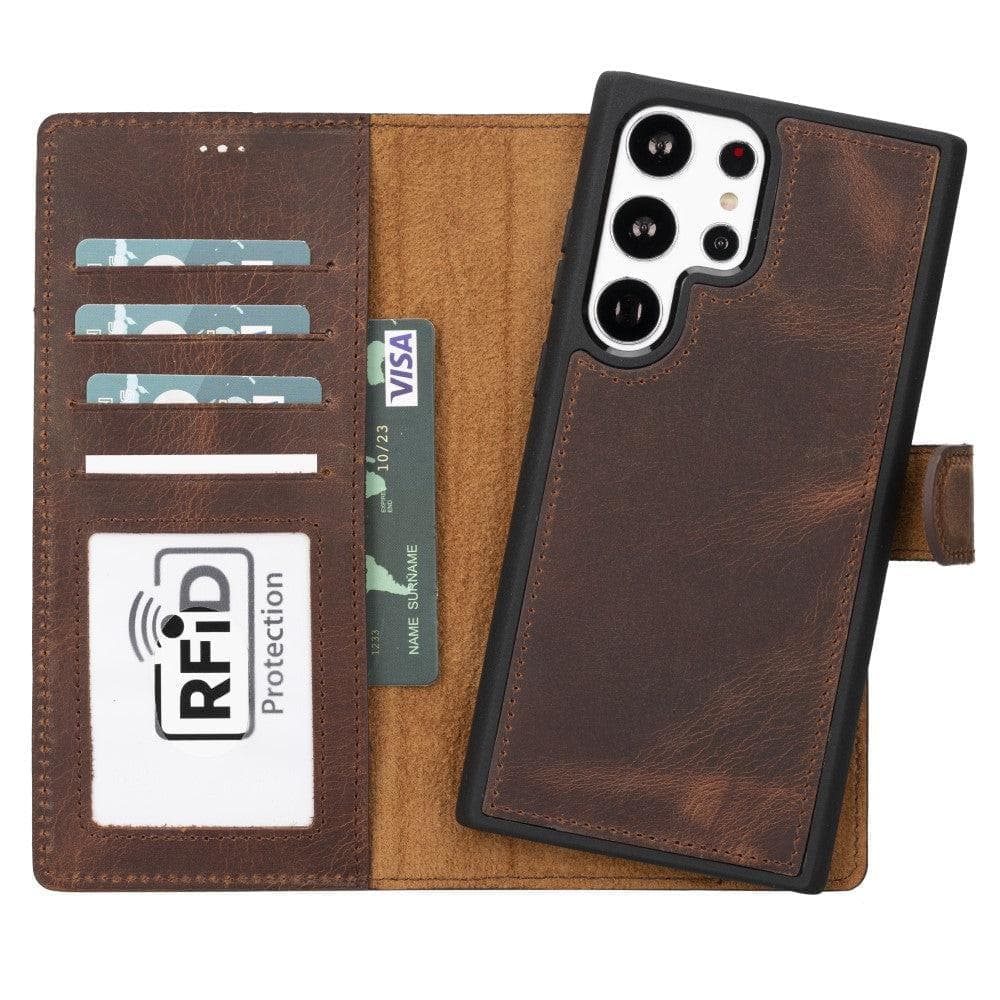 Samsung S23 Series Detachble Leather Magic Wallet Case - S23 / ANTIC BROWN Bouletta