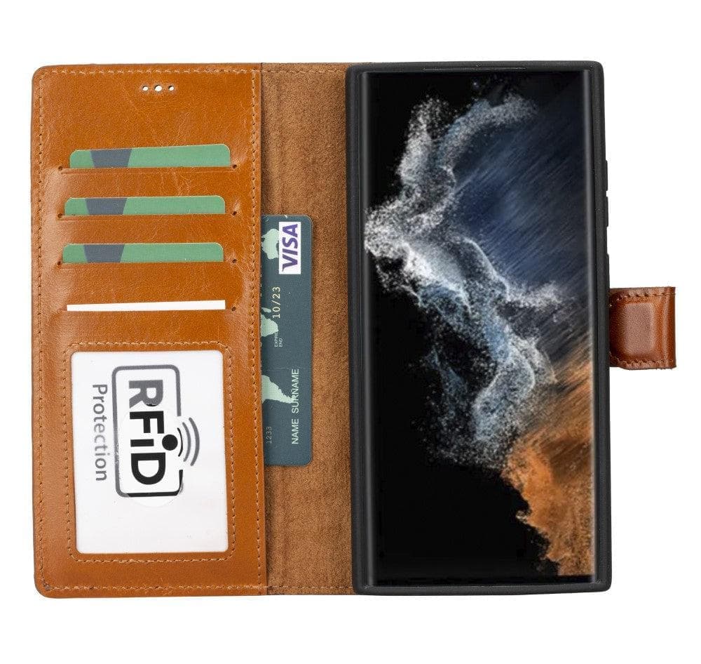 Samsung S23 Series Detachble Leather Magic Wallet Case - S23 Plus / BURNISHED RUSTIC TAN Bouletta