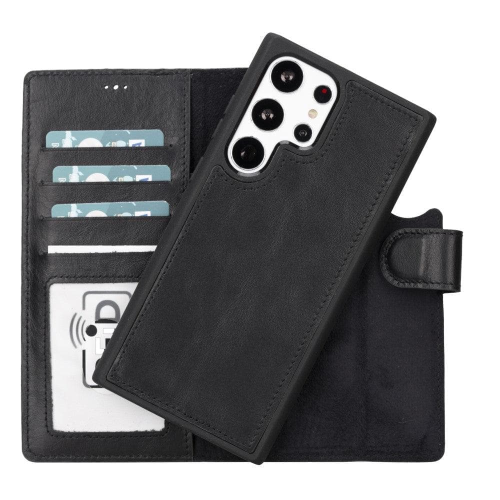 Samsung S23 Series Detachble Leather Magic Wallet Case - S23 Plus / RUSTIC BLACK Bouletta