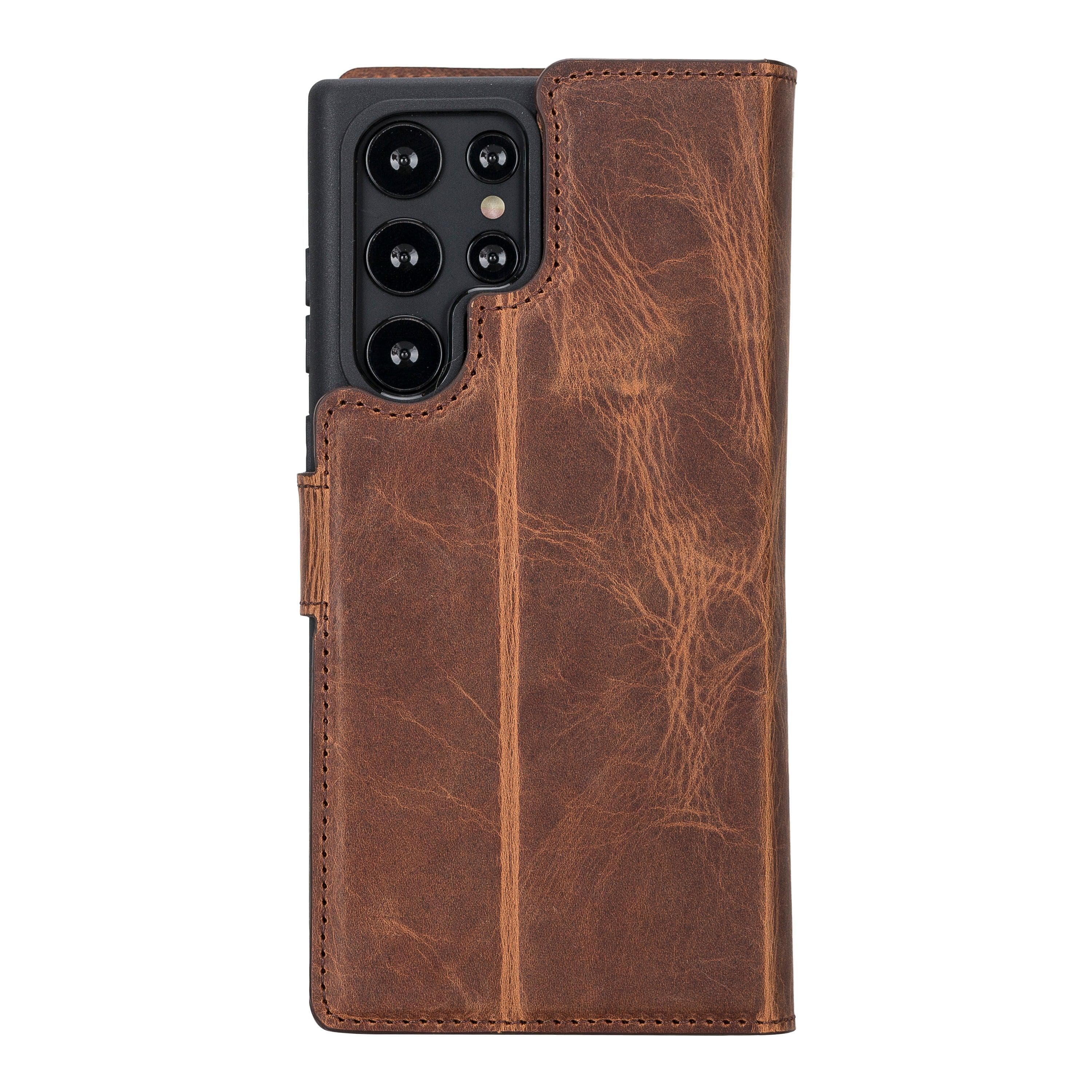 Samsung S23 Series Detachble Leather Magic Wallet Case - S23 Ultra / ANTIC BROWN Bouletta