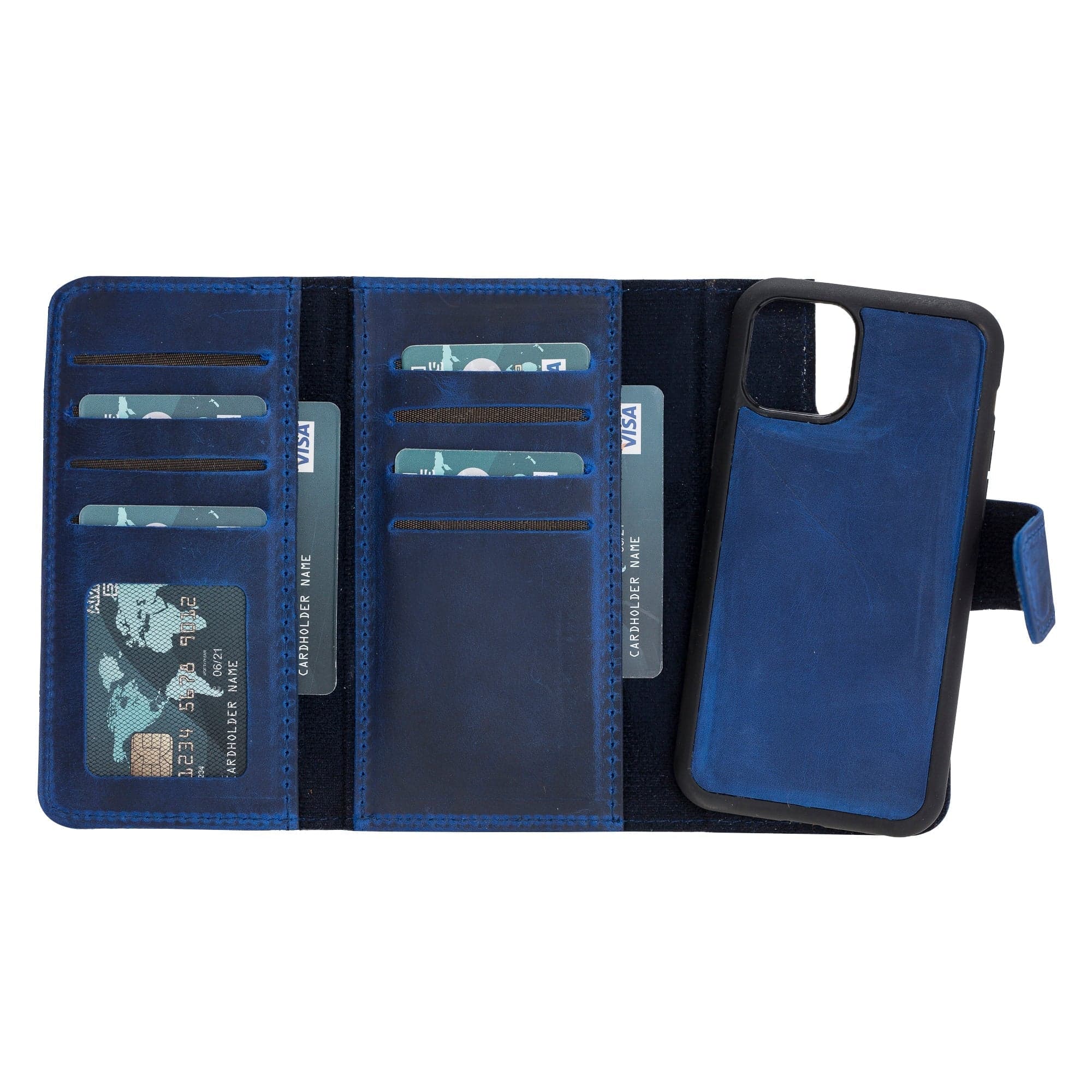 Santa iPhone 11 Pro Leather Detachable Wallet Case Blue Bouletta