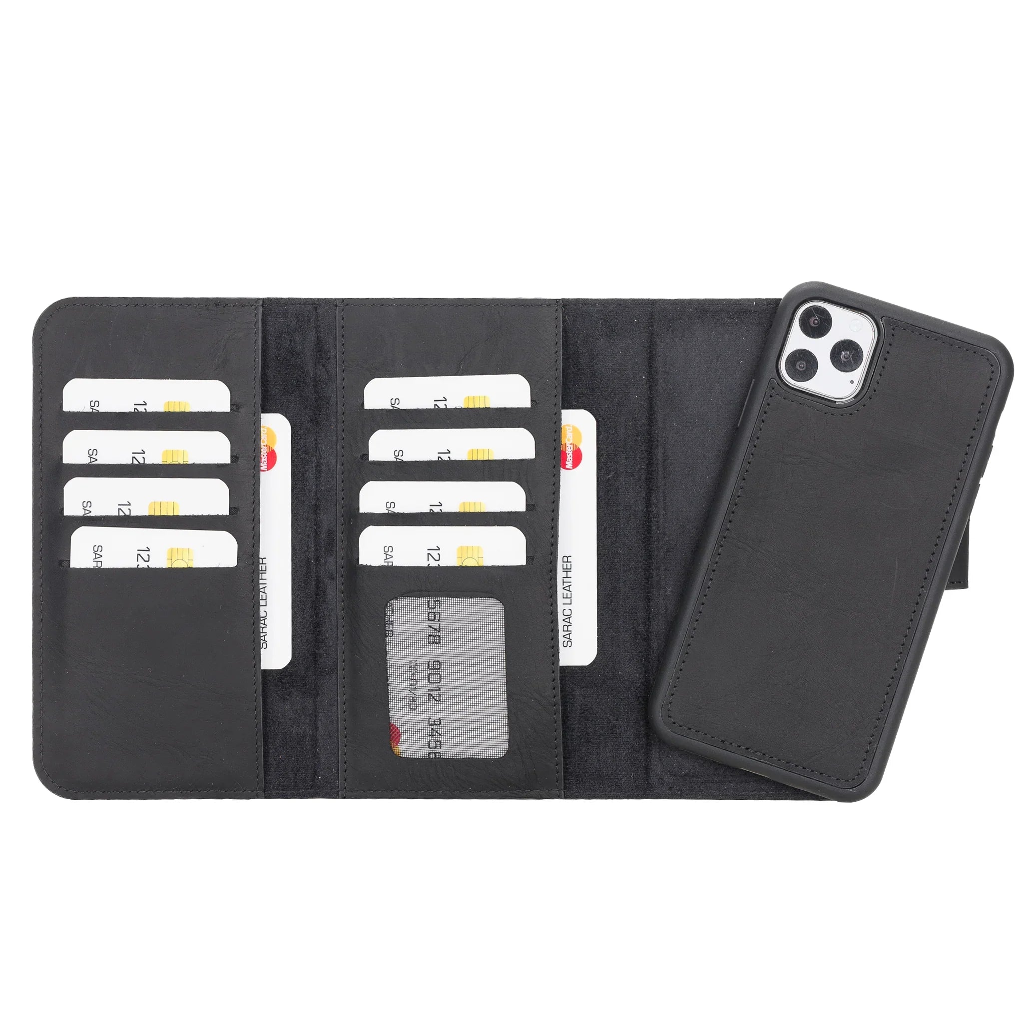 Santa iPhone 11 Pro Max Leather Detachable Wallet Case Black Bouletta