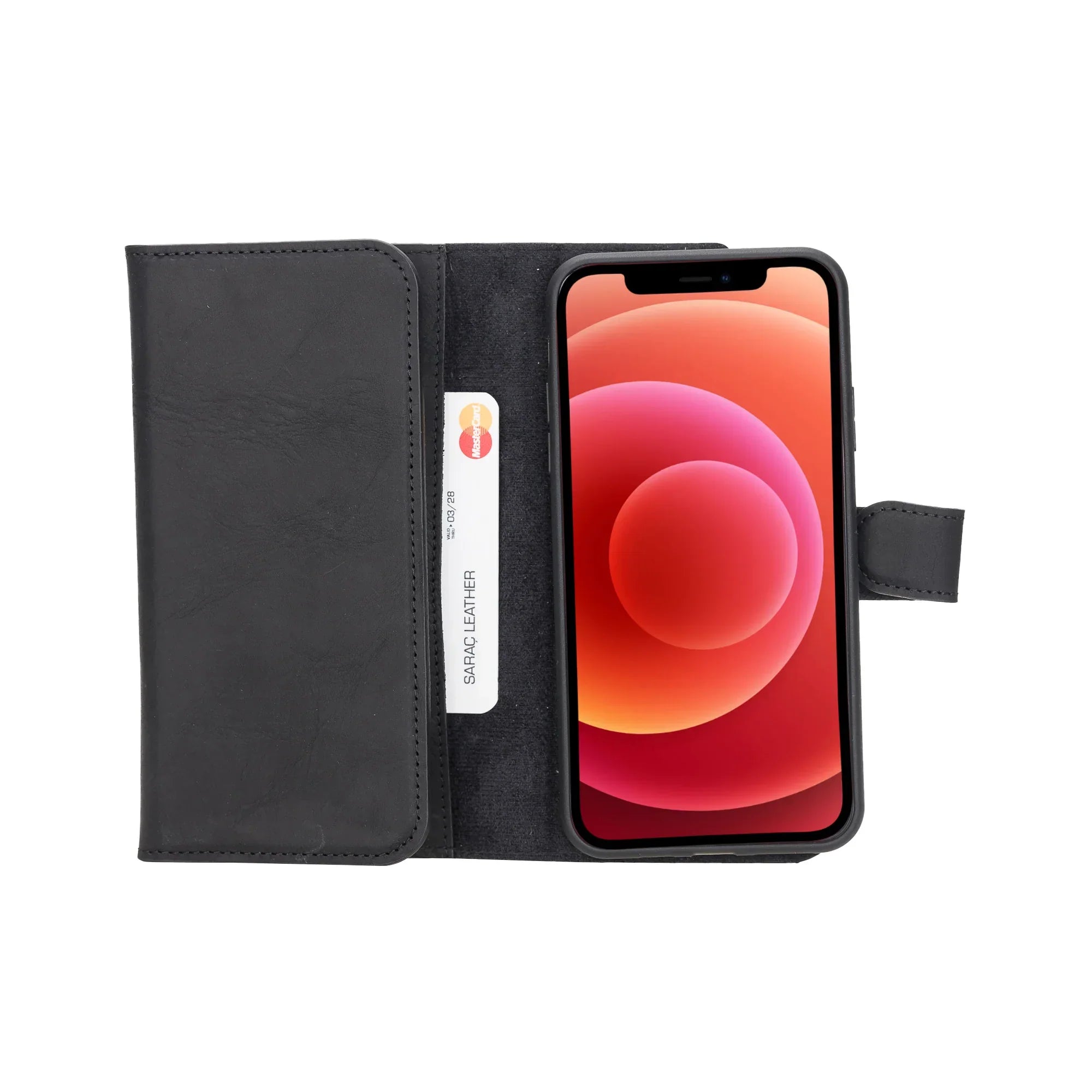 Santa iPhone 11 Pro Max Leather Detachable Wallet Case Black Bouletta