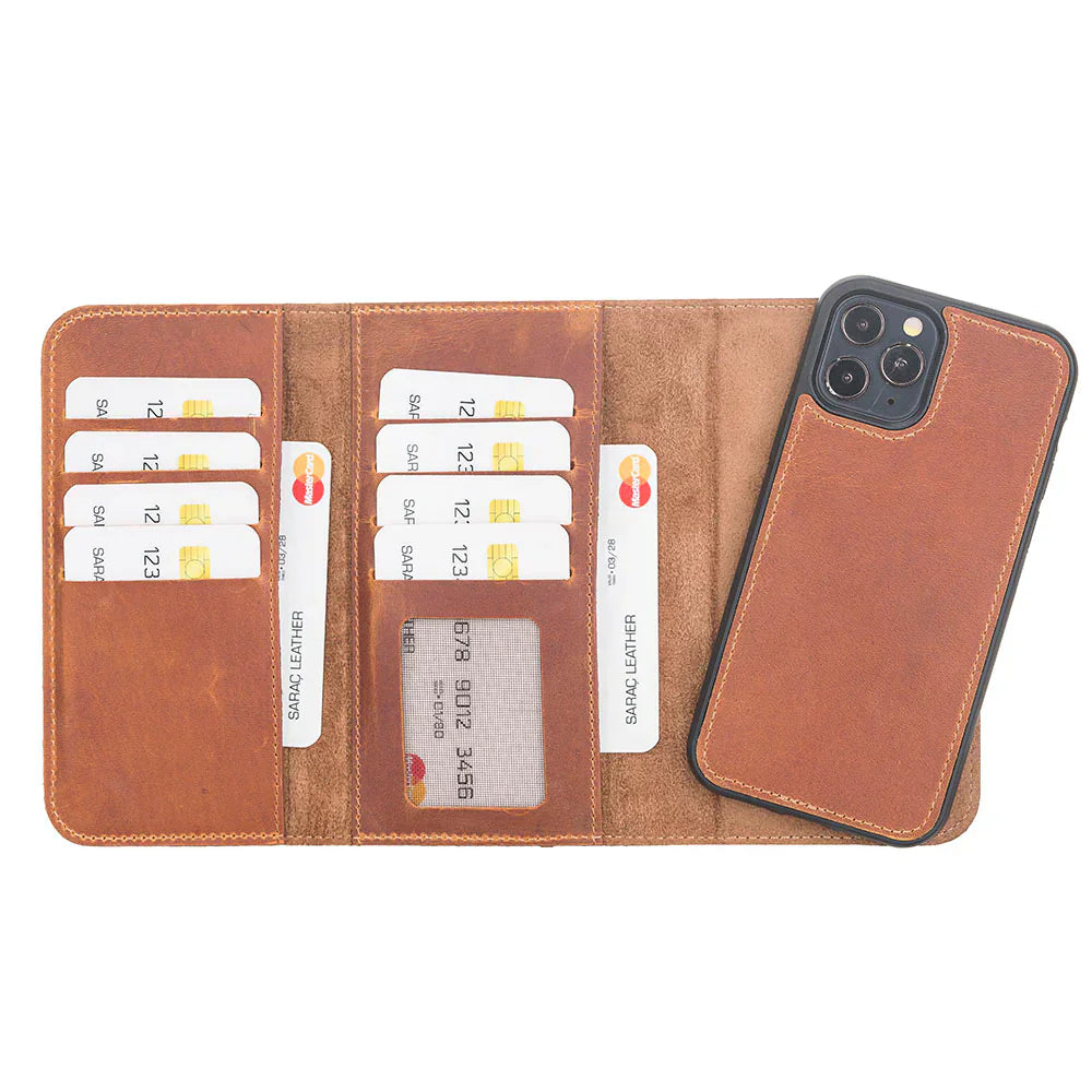 Santa iPhone 12 Pro Max Leather Detachable Wallet Case Moccasin Bouletta