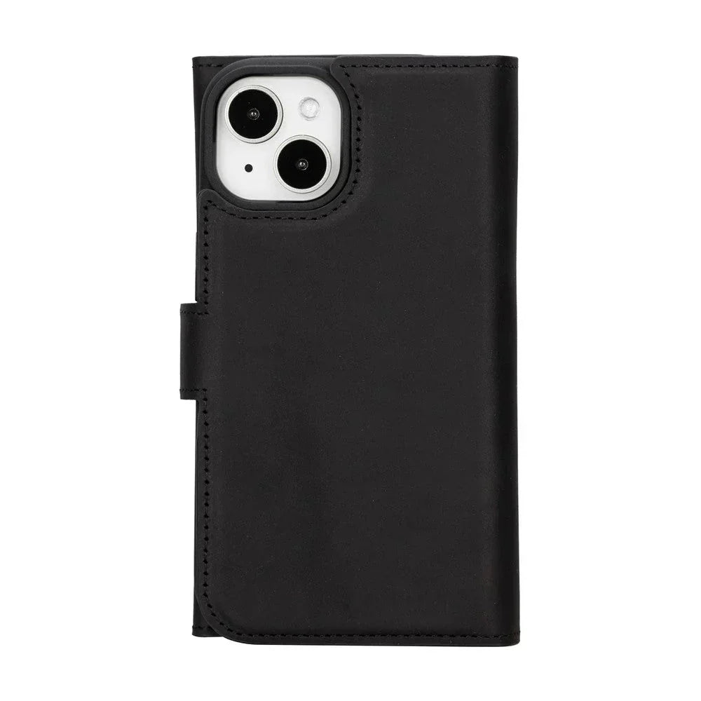 Santa iPhone 15 Leather Detachable Wallet Case Black Bouletta