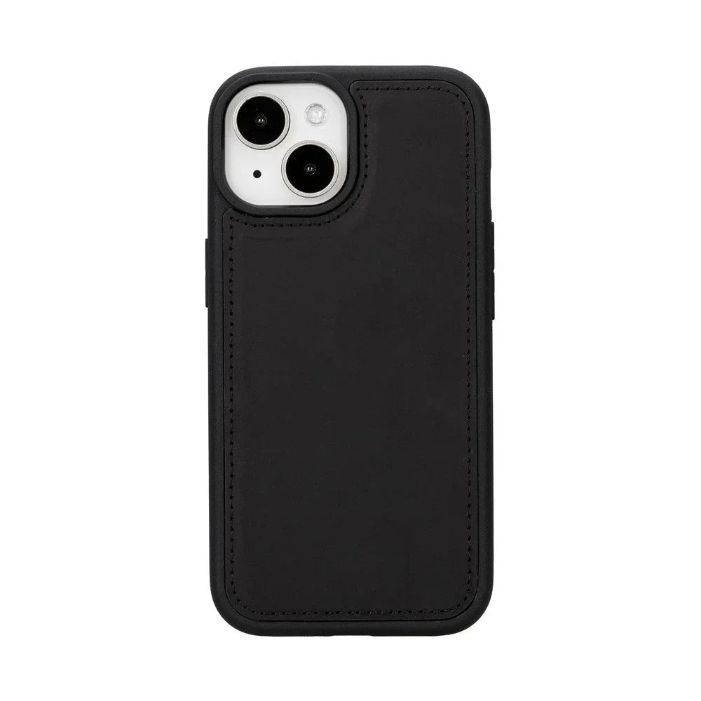 Santa iPhone 15 Plus Leather Detachable Wallet Case Black Bouletta