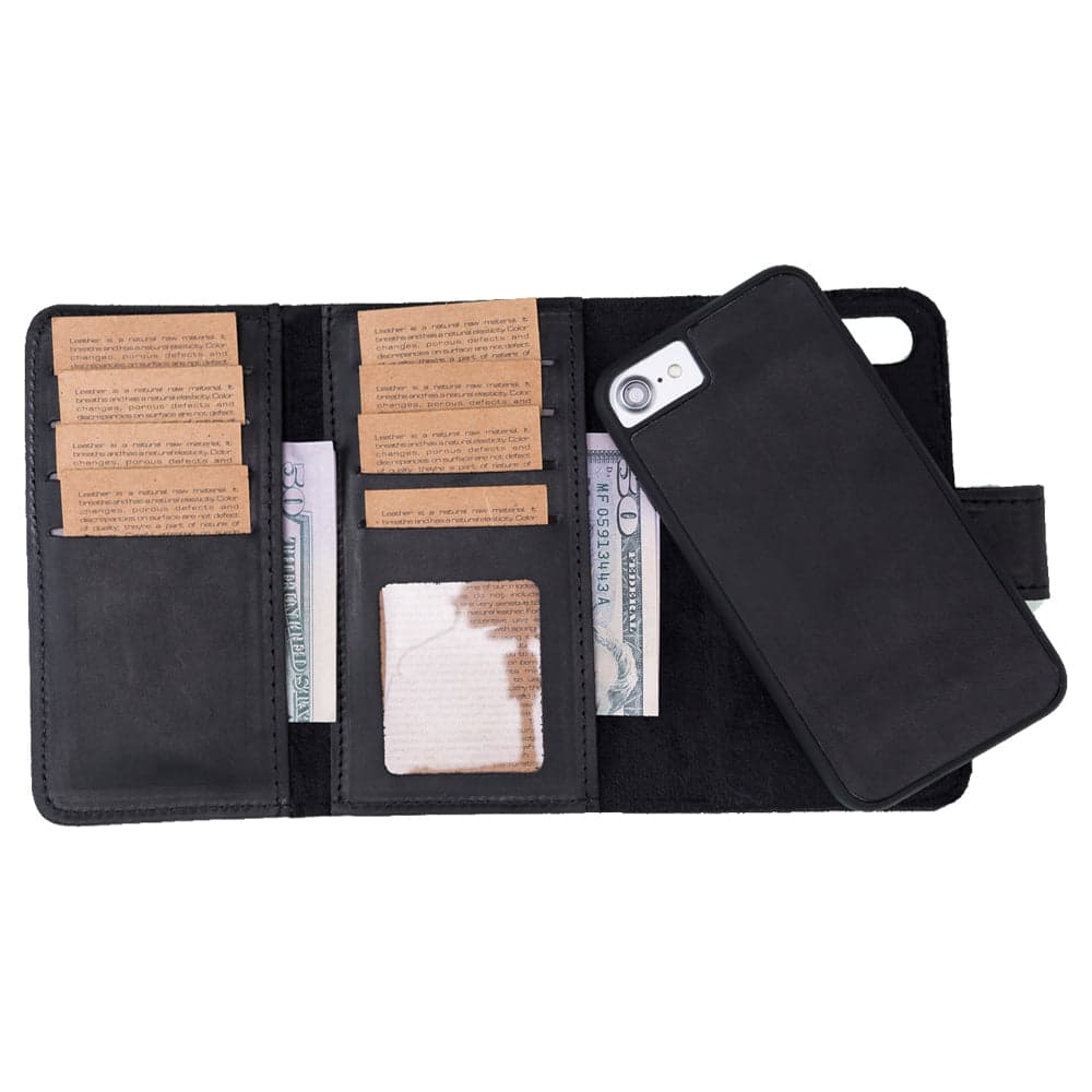 Santa iPhone SE / 8 / 7 Leather Detachable Wallet Case Black Bouletta