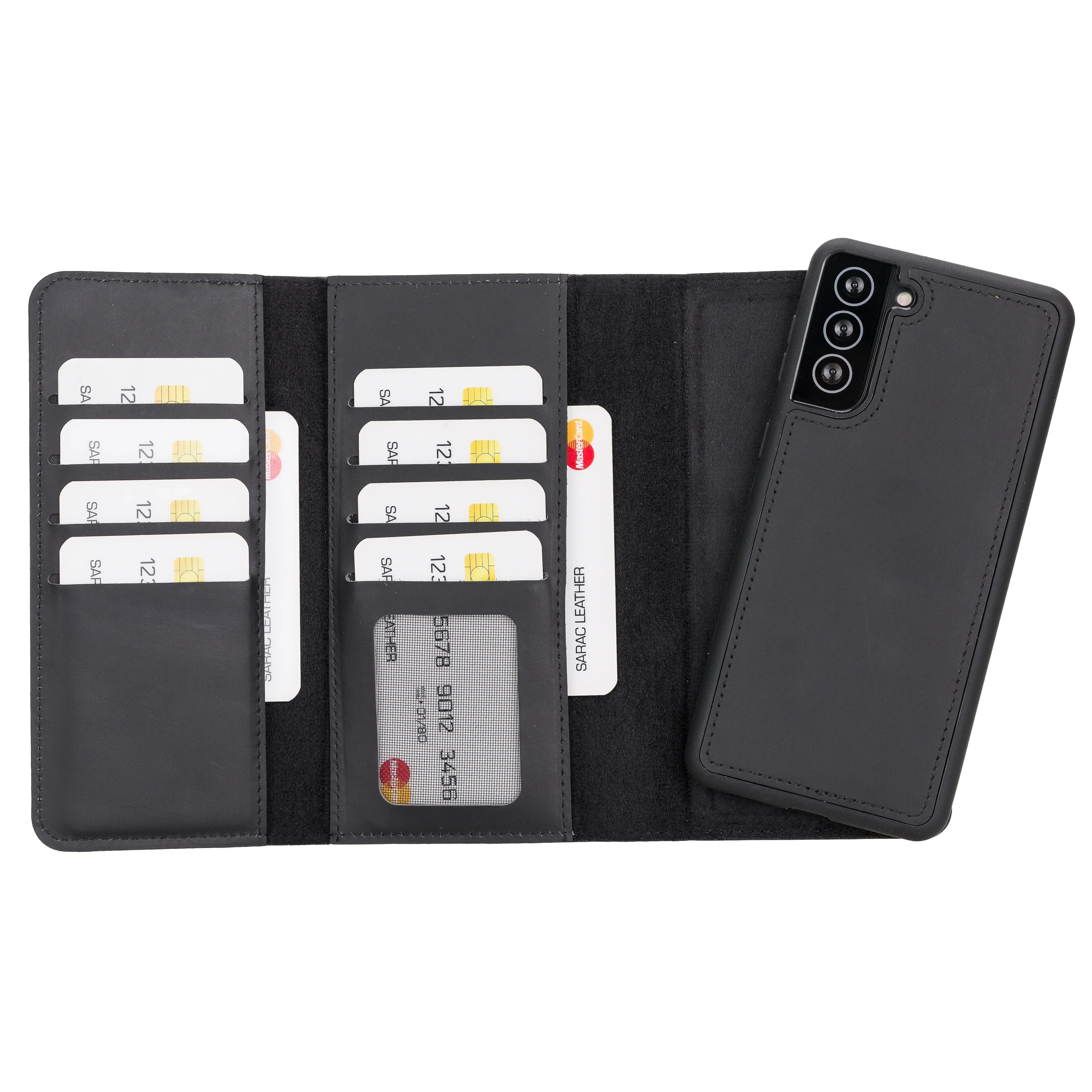 Santa Samsung Galaxy S21 Plus Leather Detachable Wallet Case Black Bouletta