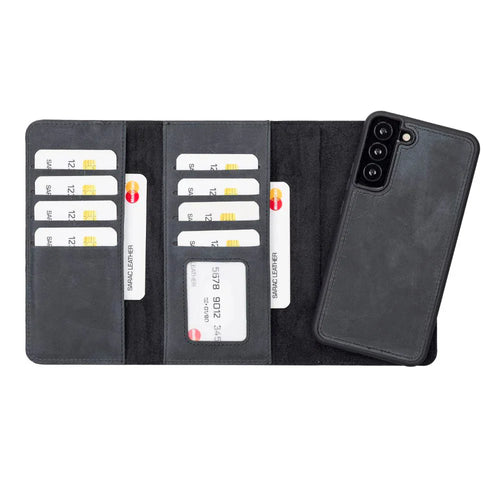 Santa Samsung Galaxy S22 Plus Leather Detachable Wallet Case Black Bouletta