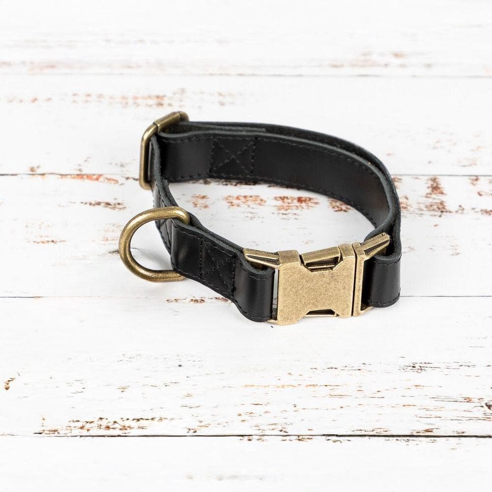 Scobby Leather Dog Collar Black Bouletta