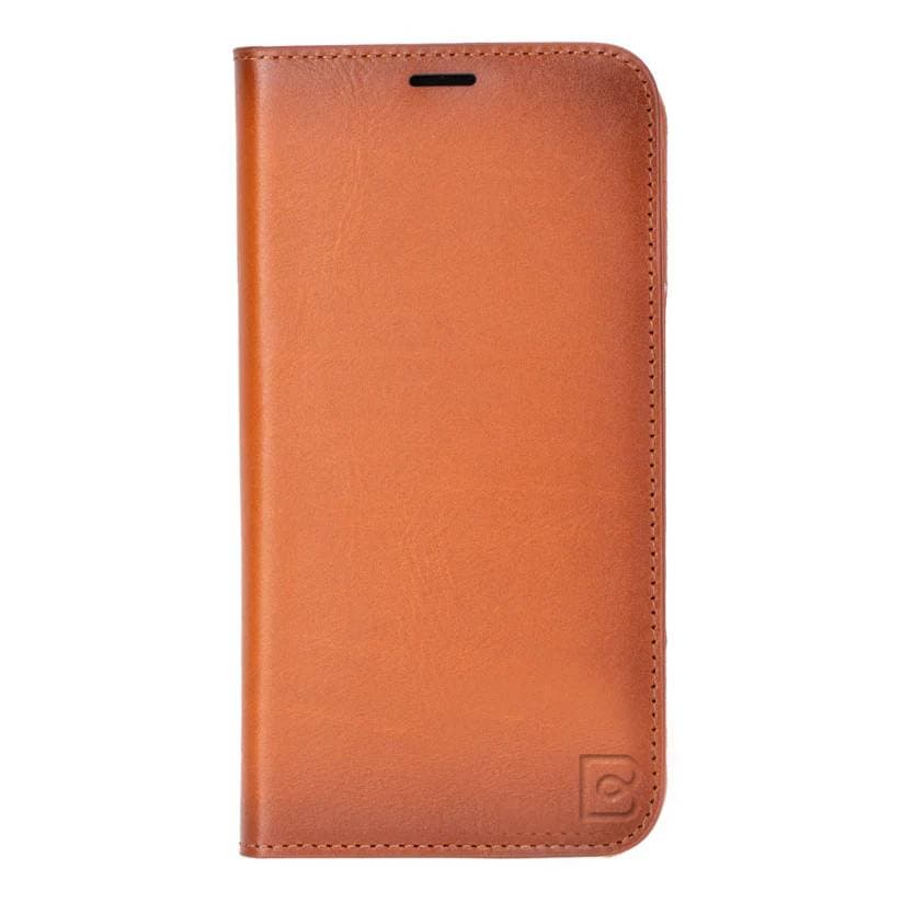 Sonat iPhone 16 Pro Leather Folio Case Tan Bouletta