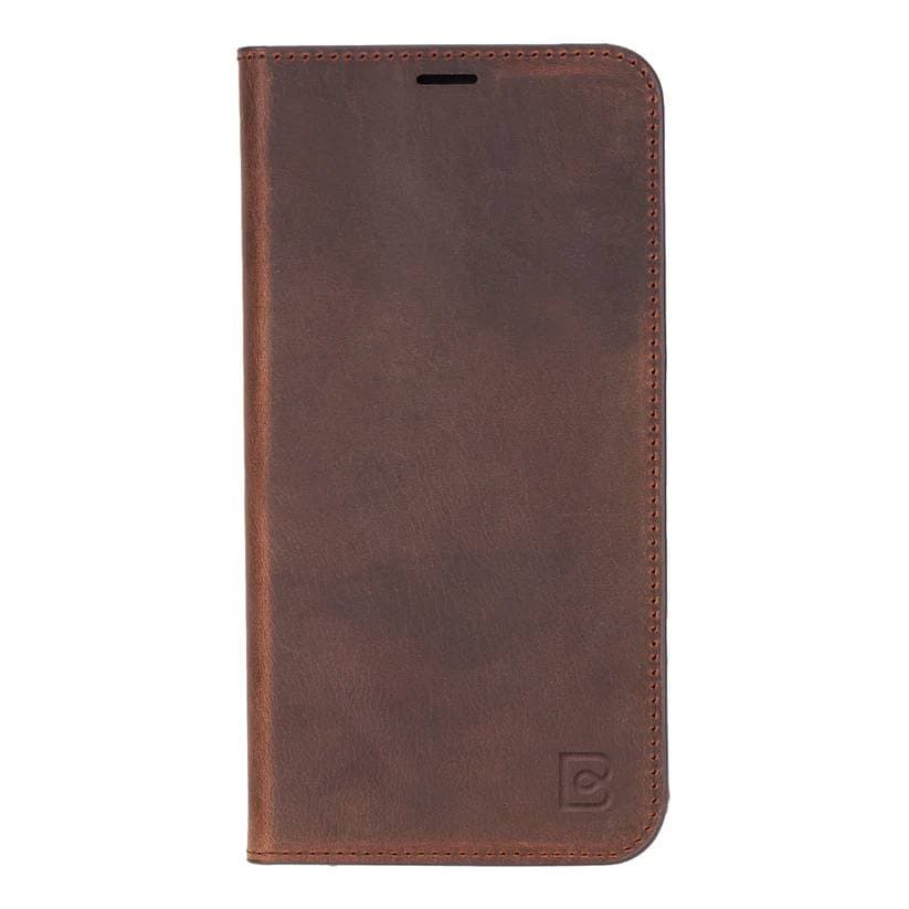 Sonat iPhone 16 Pro Max Leather Folio Case Saddle Brown Bouletta