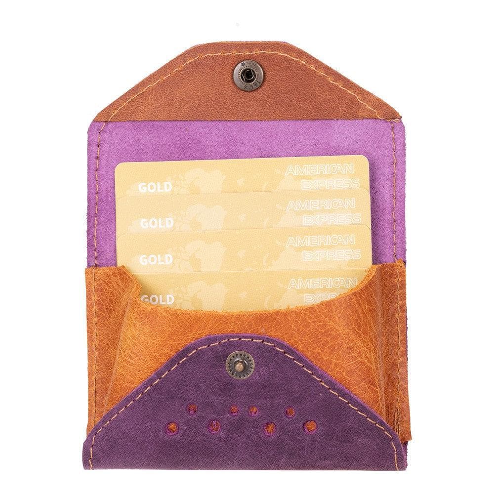 Tesero Geniune Leather Card Holder ANTIC PURPLE - ANTIC MOCCA PLM