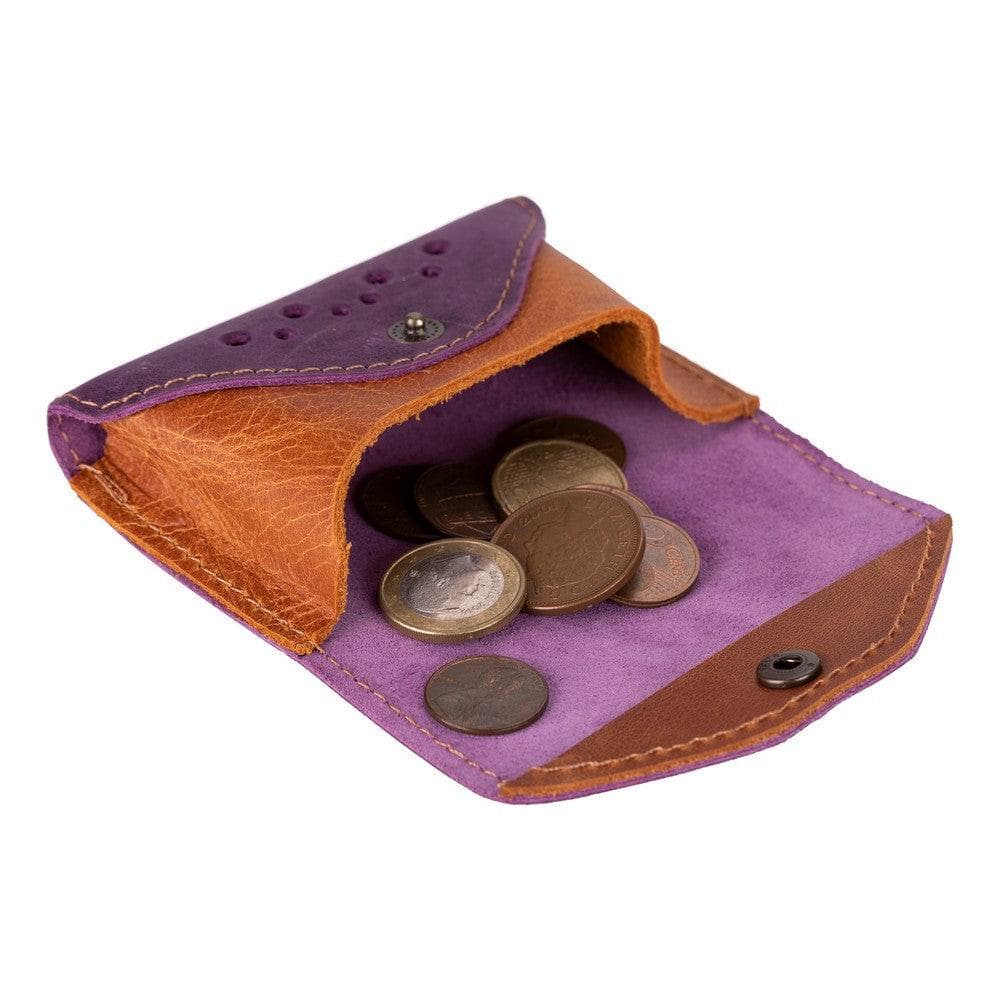 Tesero Geniune Leather Card Holder ANTIC PURPLE - ANTIC MOCCA PLM