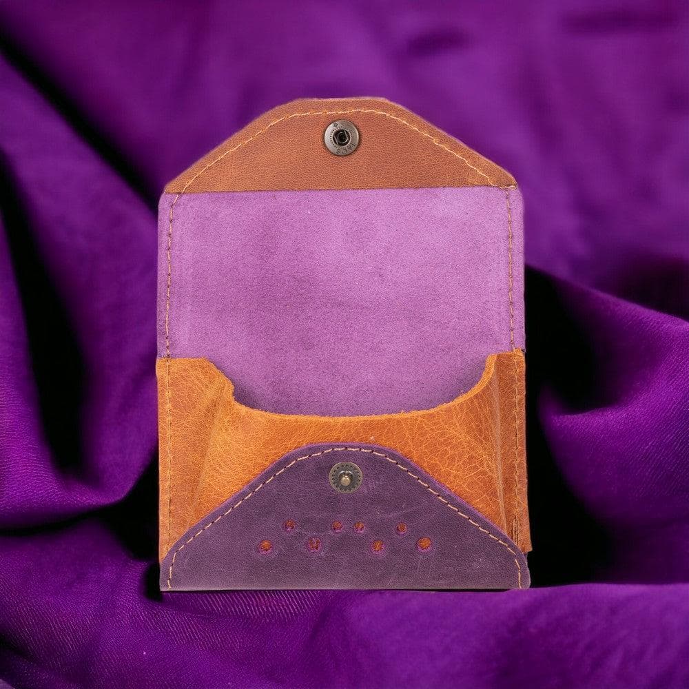 Tesero Geniune Leather Card Holder ANTIC PURPLE - ANTIC MOCCA PLM