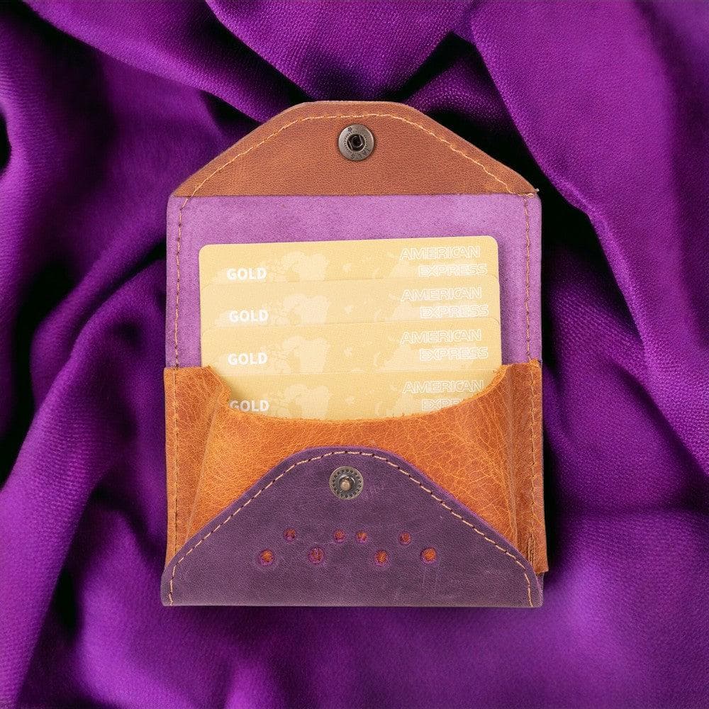 Tesero Geniune Leather Card Holder ANTIC PURPLE - ANTIC MOCCA PLM