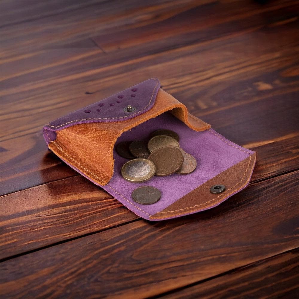 Tesero Geniune Leather Card Holder ANTIC PURPLE - ANTIC MOCCA PLM