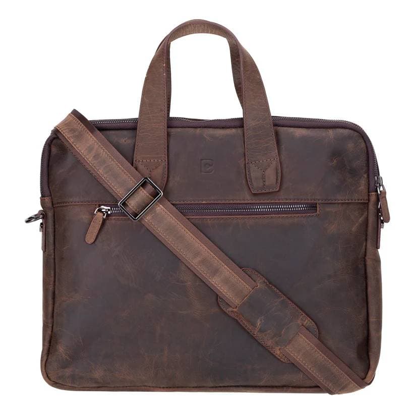 Thasos Leather Business Briefcase / Laptop Case 16" Coffee Bouletta