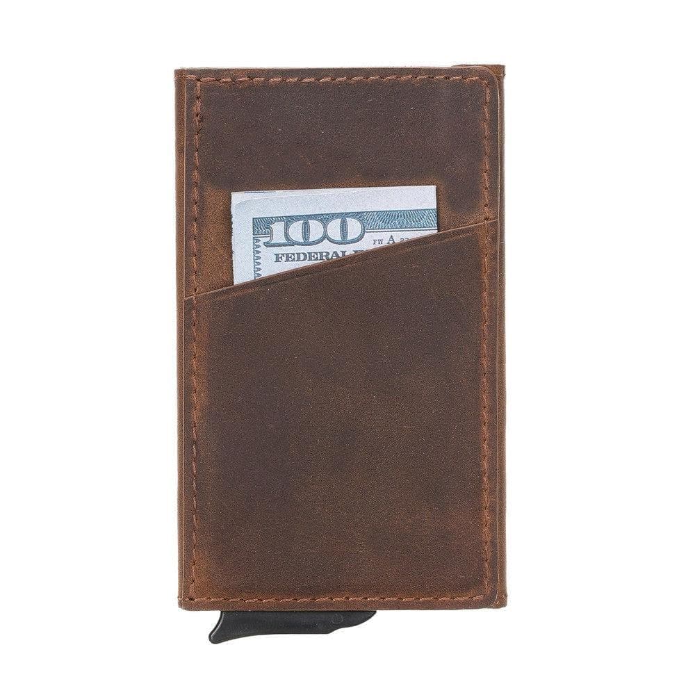 Torres Genuine Leather Mechanical Card Holder Antic Brown Bouletta