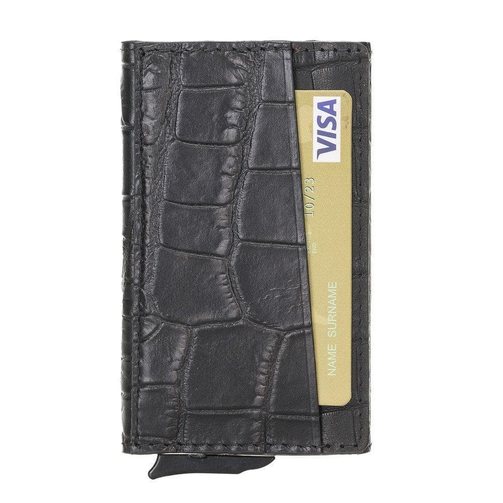 Torres Mechanical Card Holder Croco Black PLM