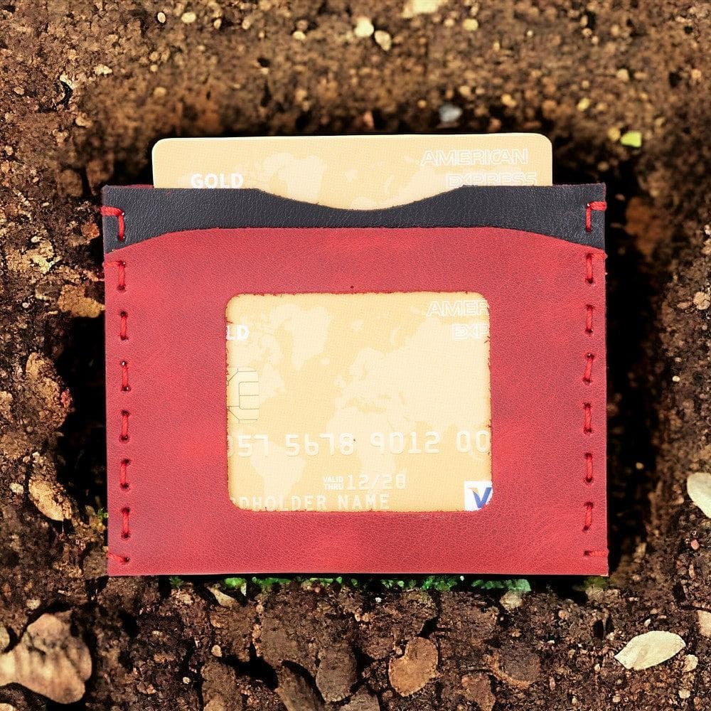 Unico Geniune Leather Card Holder TIGUAN OXIDE RED - RUSTIC BLACK PLM