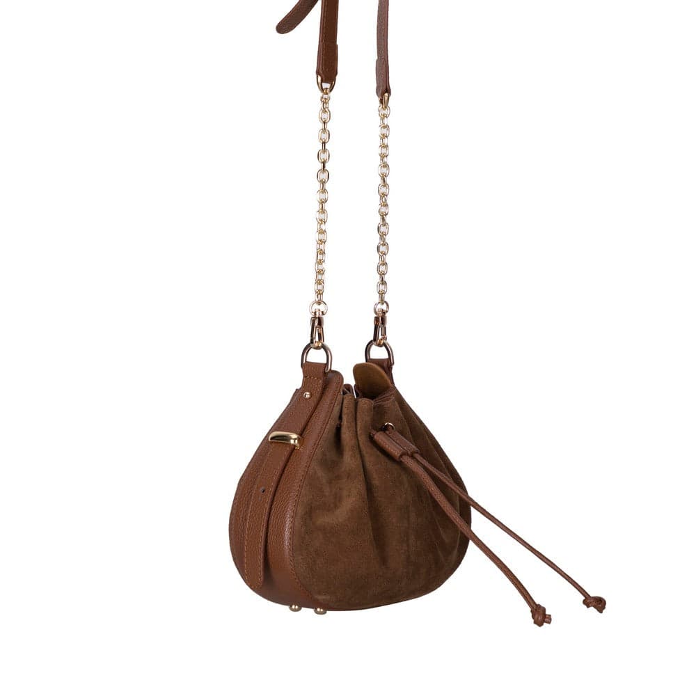 Valentina Suede Leather Women's Bag Tan Bouletta