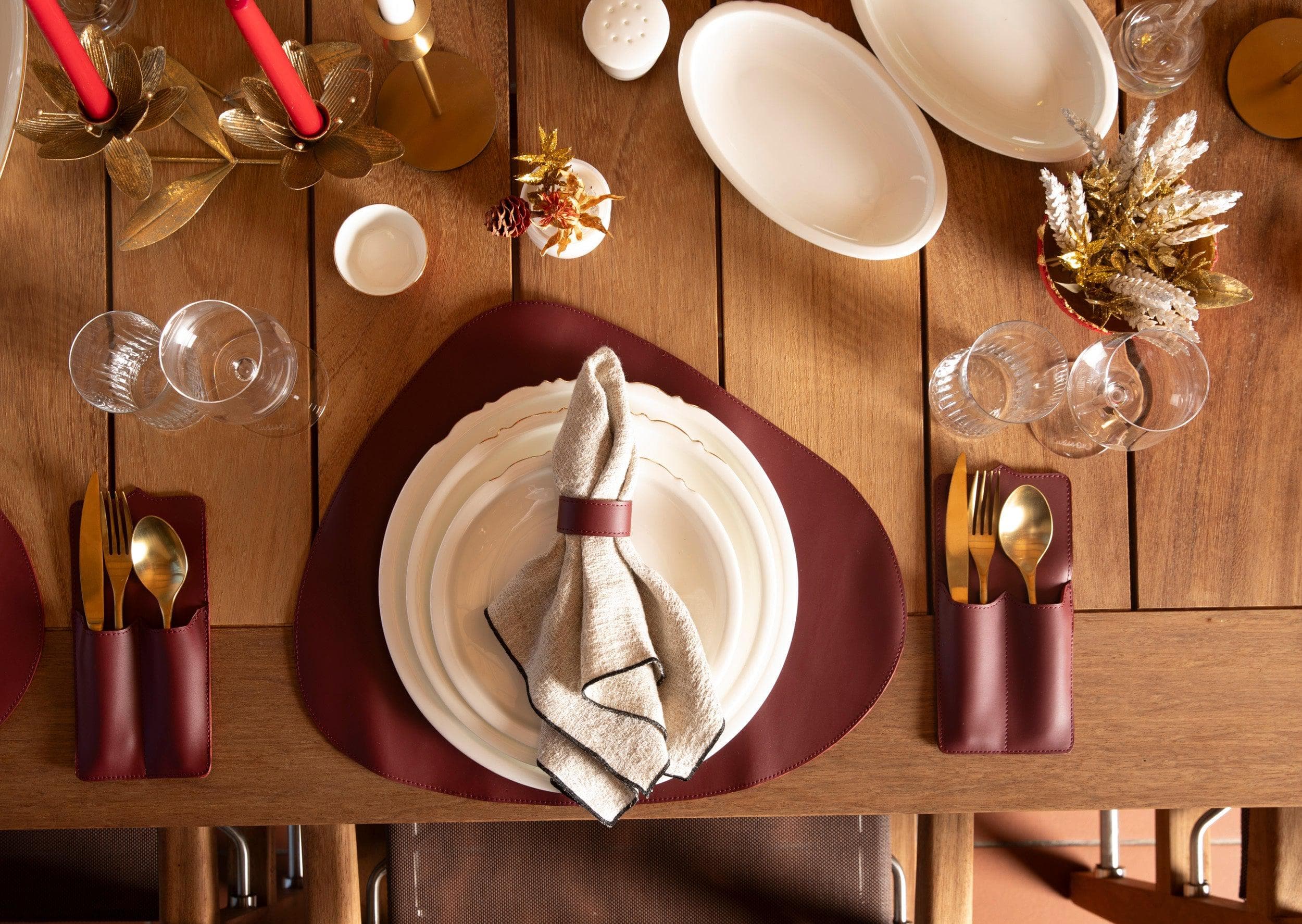 Velato Leather Place Mat Set Bordeaux Bouletta