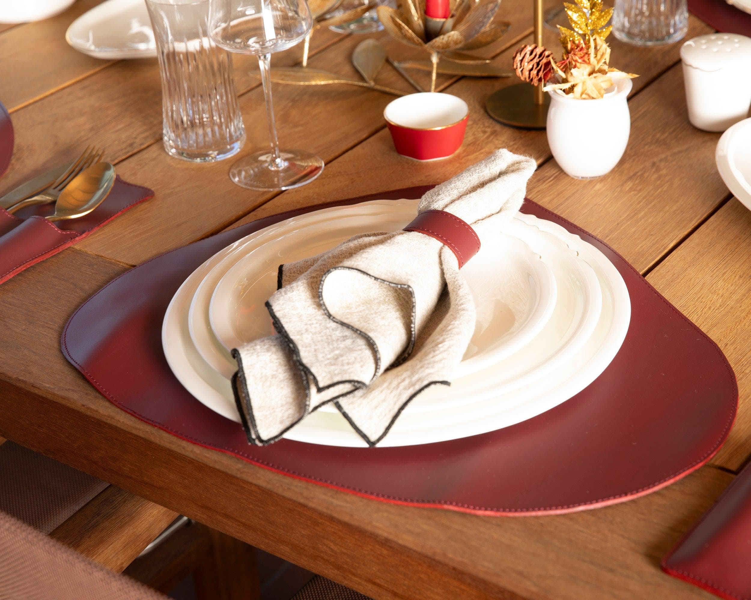 Velato Leather Place Mat Set Bordeaux Bouletta