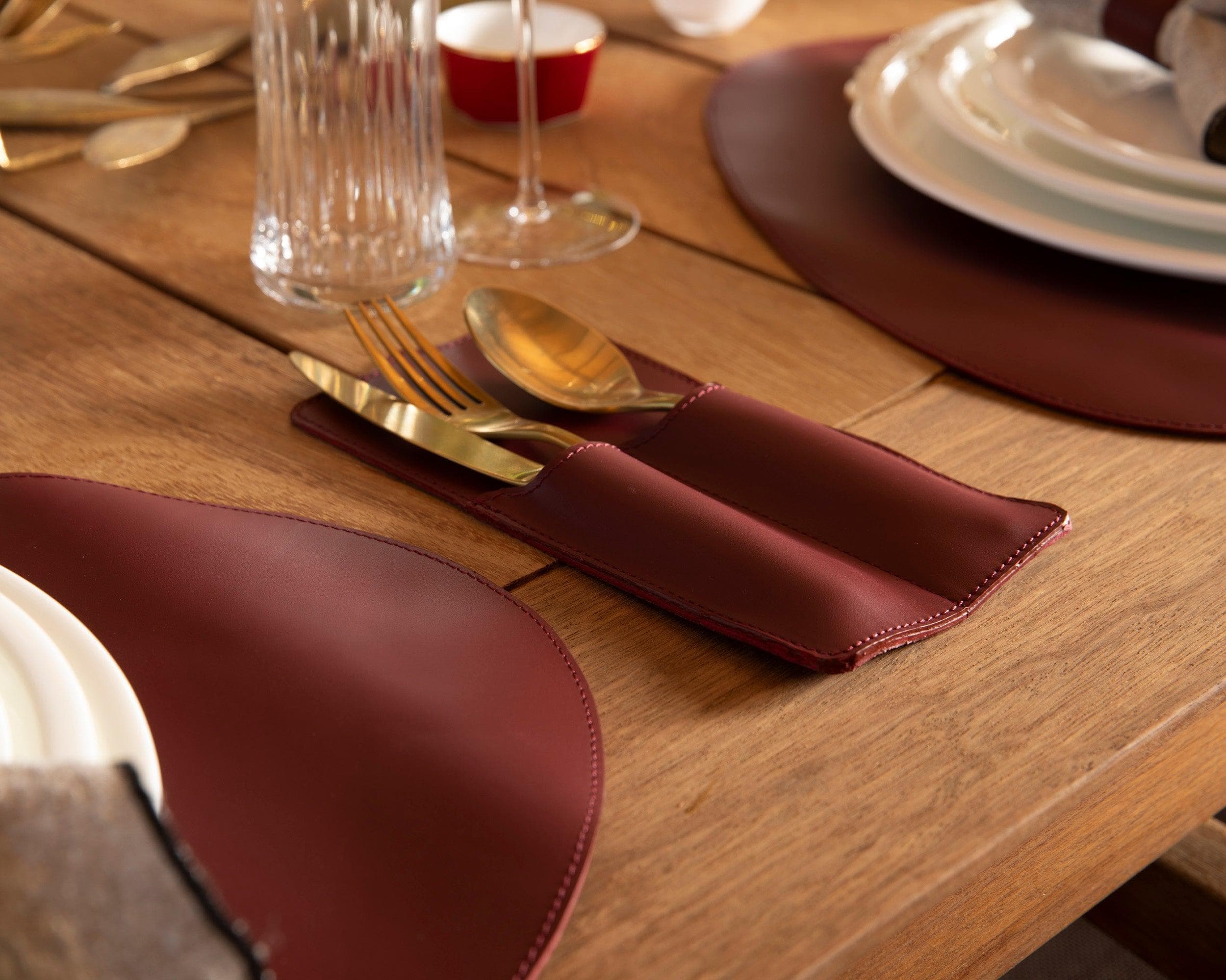Velato Leather Place Mat Set Bordeaux Bouletta