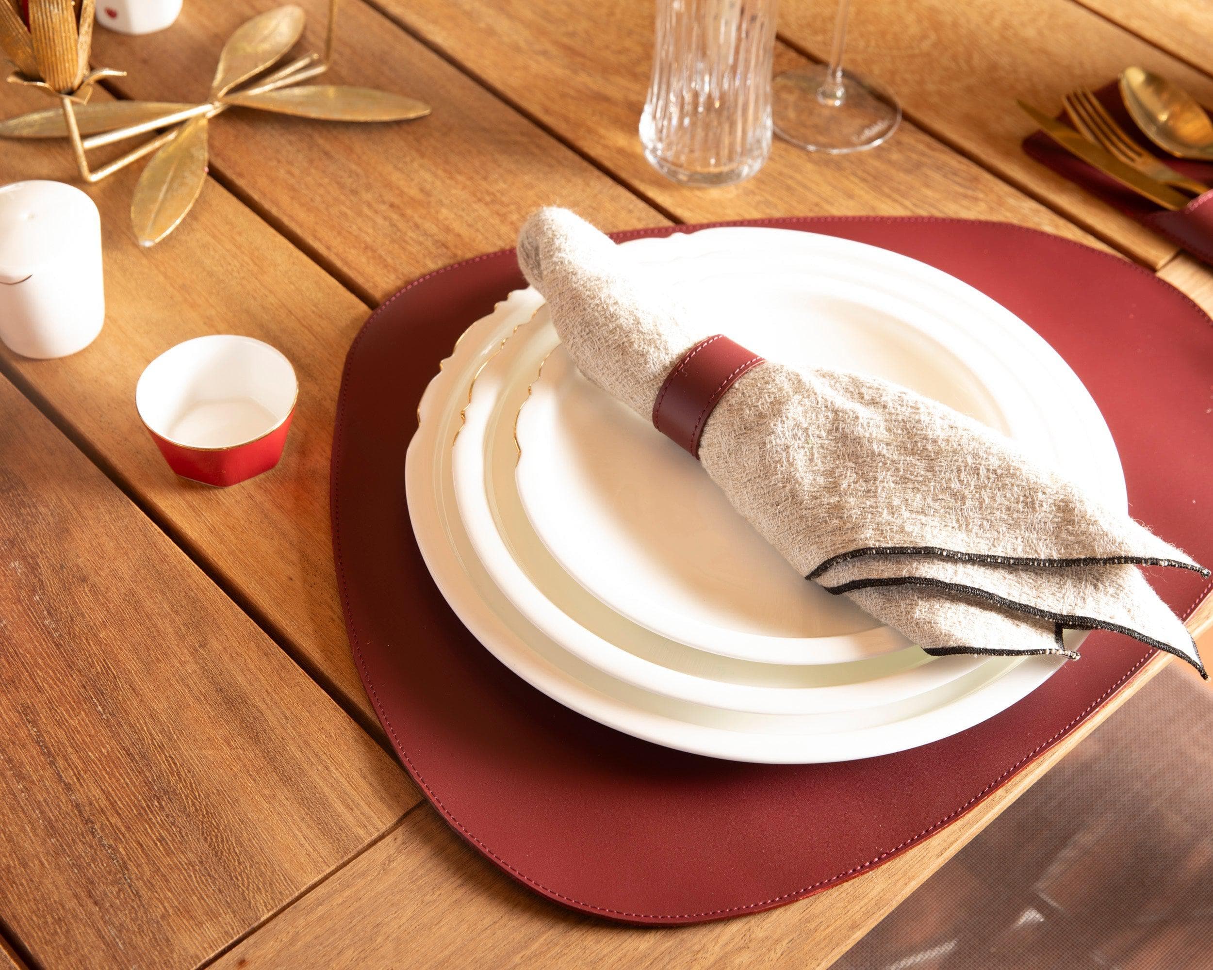 Velato Leather Place Mat Set Bordeaux Bouletta