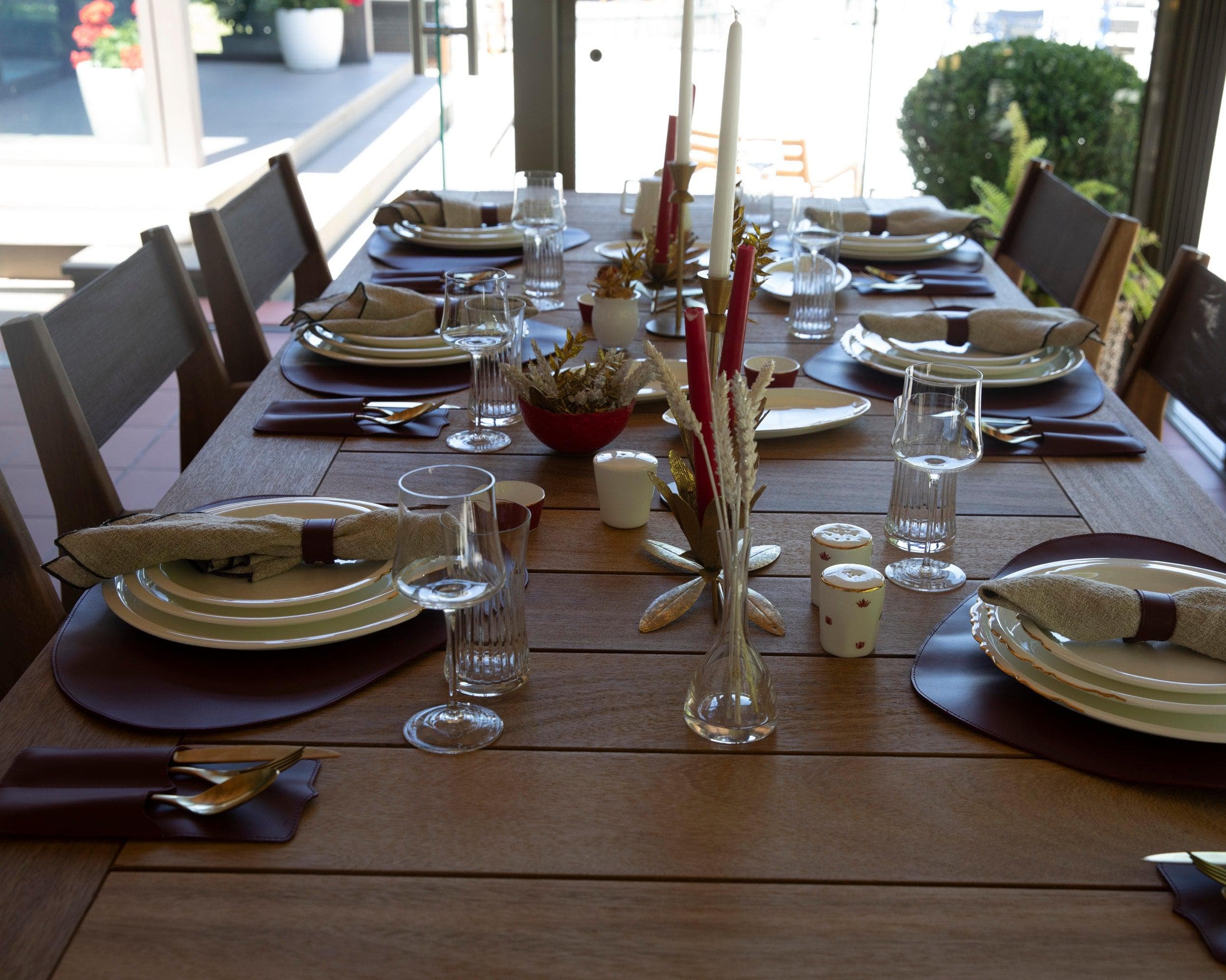 Velato Leather Place Mat Set Bordeaux Bouletta