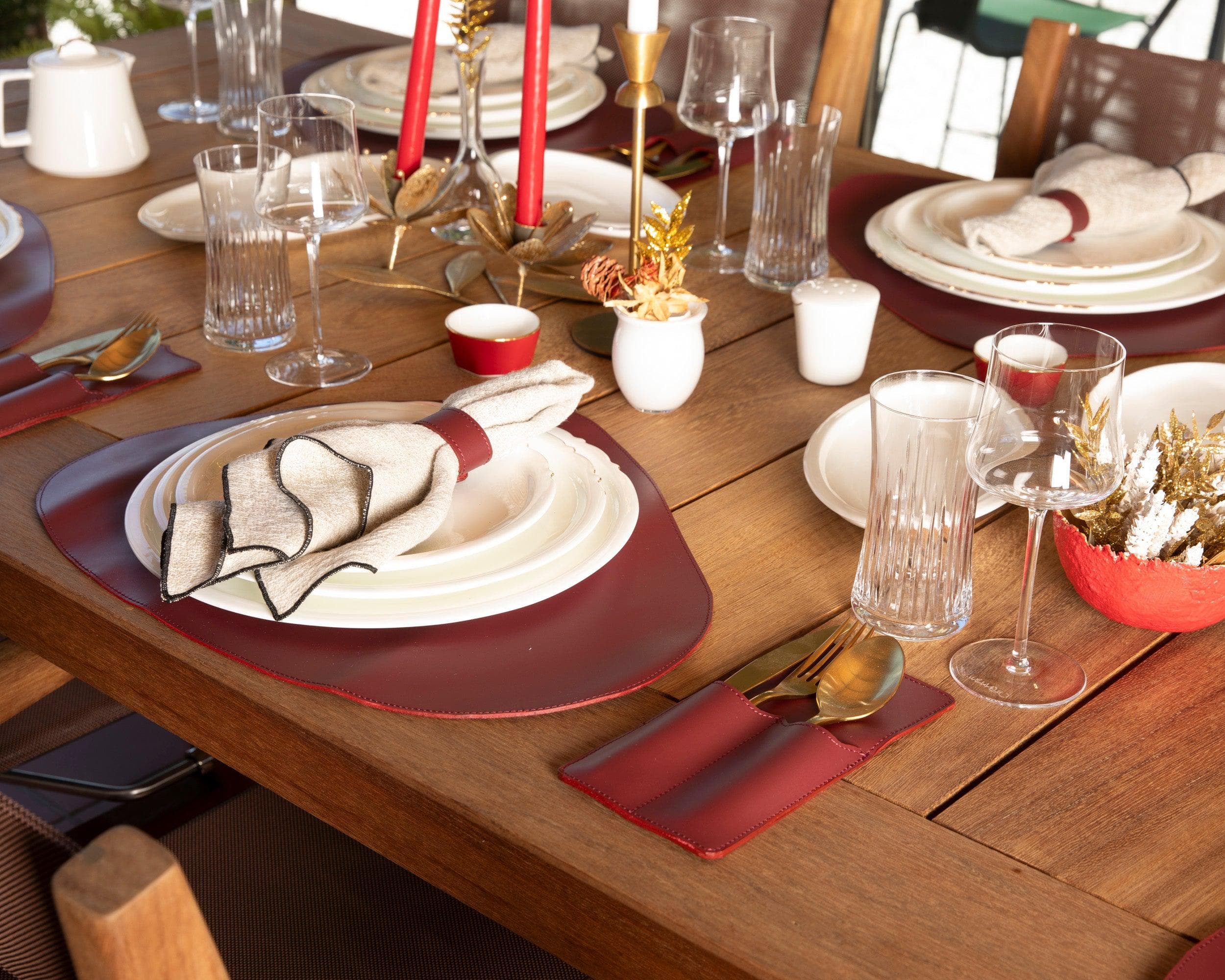 Velato Leather Place Mat Set Bordeaux Bouletta
