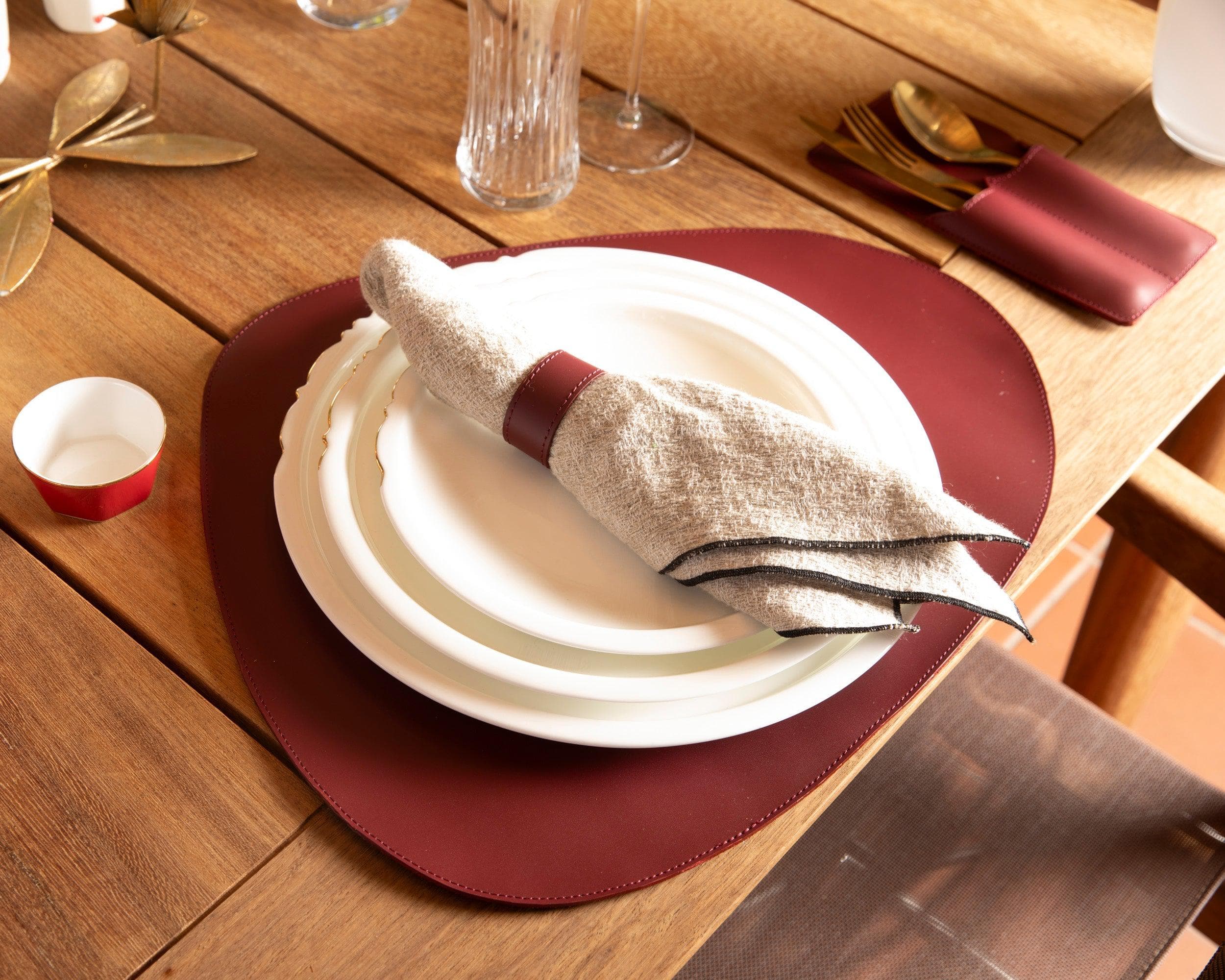 Velato Leather Place Mat Set Bordeaux Bouletta