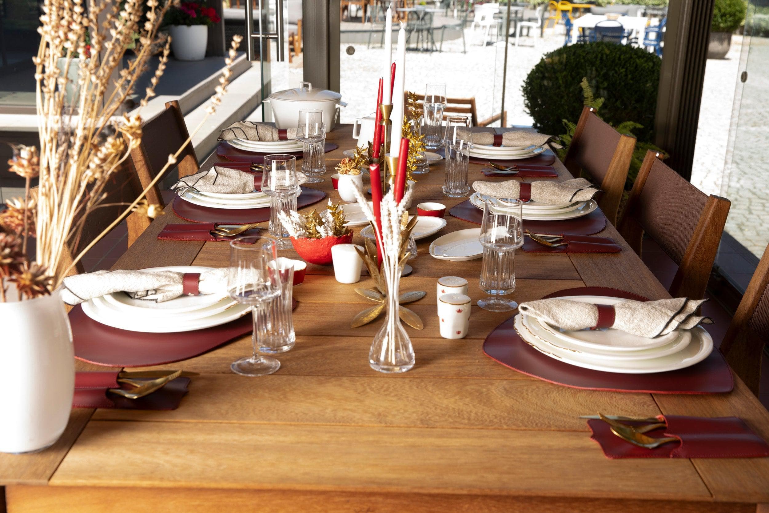 Velato Leather Place Mat Set Bordeaux Bouletta
