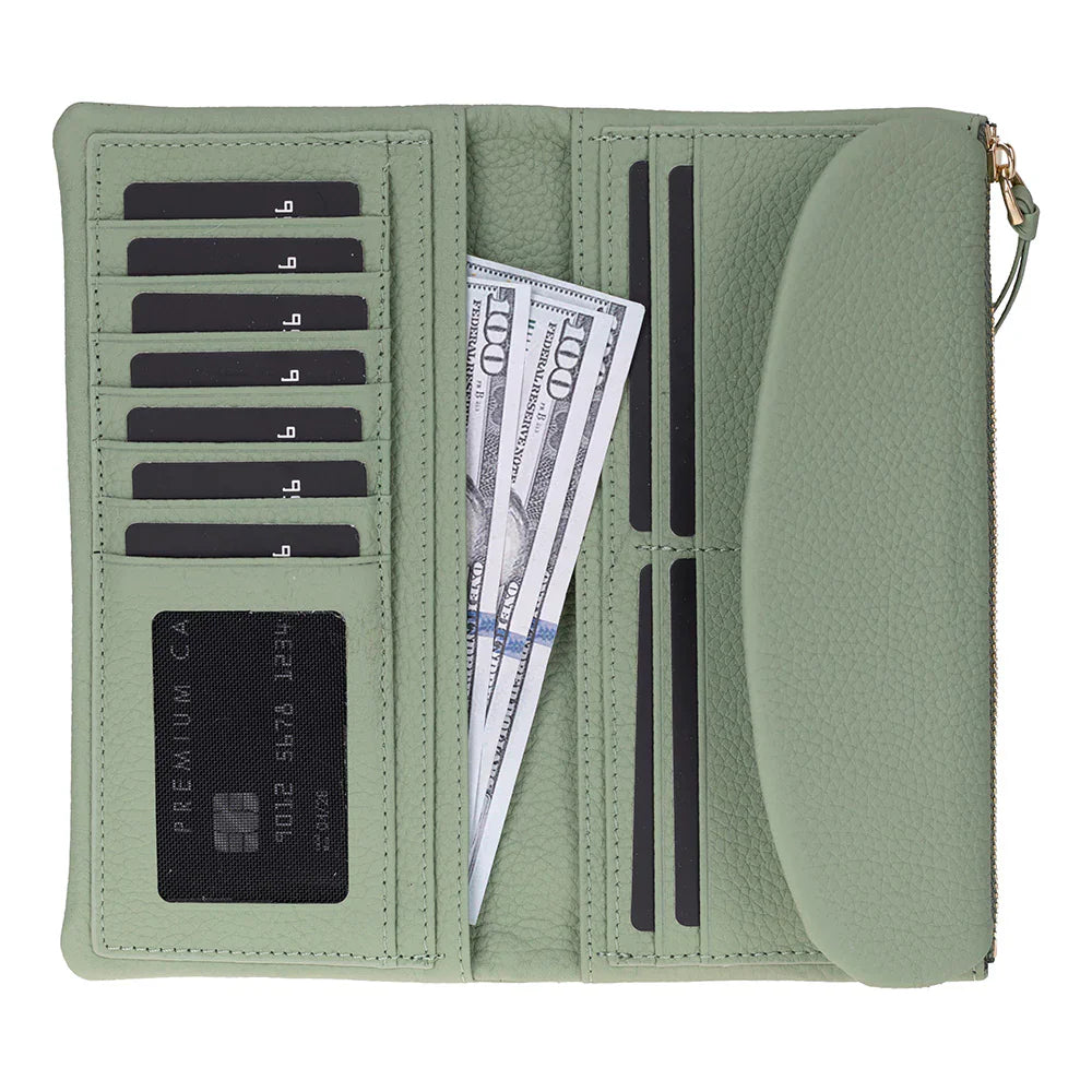 Vellure Leather Women's Handbag, Large Matcha Green Bouletta