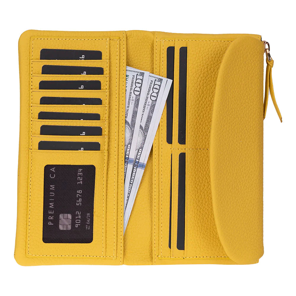 Vellure Leather Women's Handbag, Large Yellow Bouletta