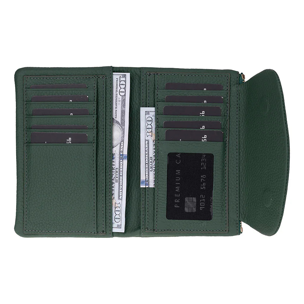 Vellure Leather Women's Handbag, Medium Green Bouletta