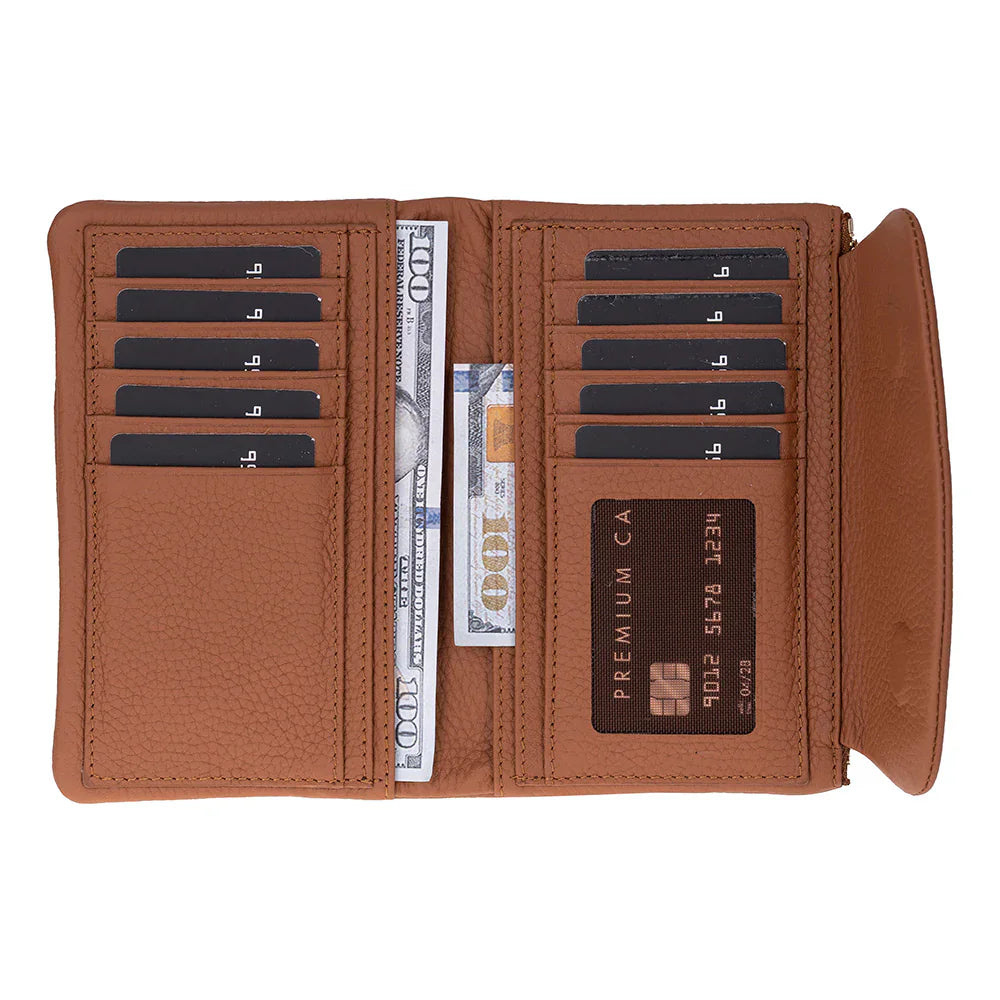 Vellure Leather Women's Handbag, Medium Tan Bouletta