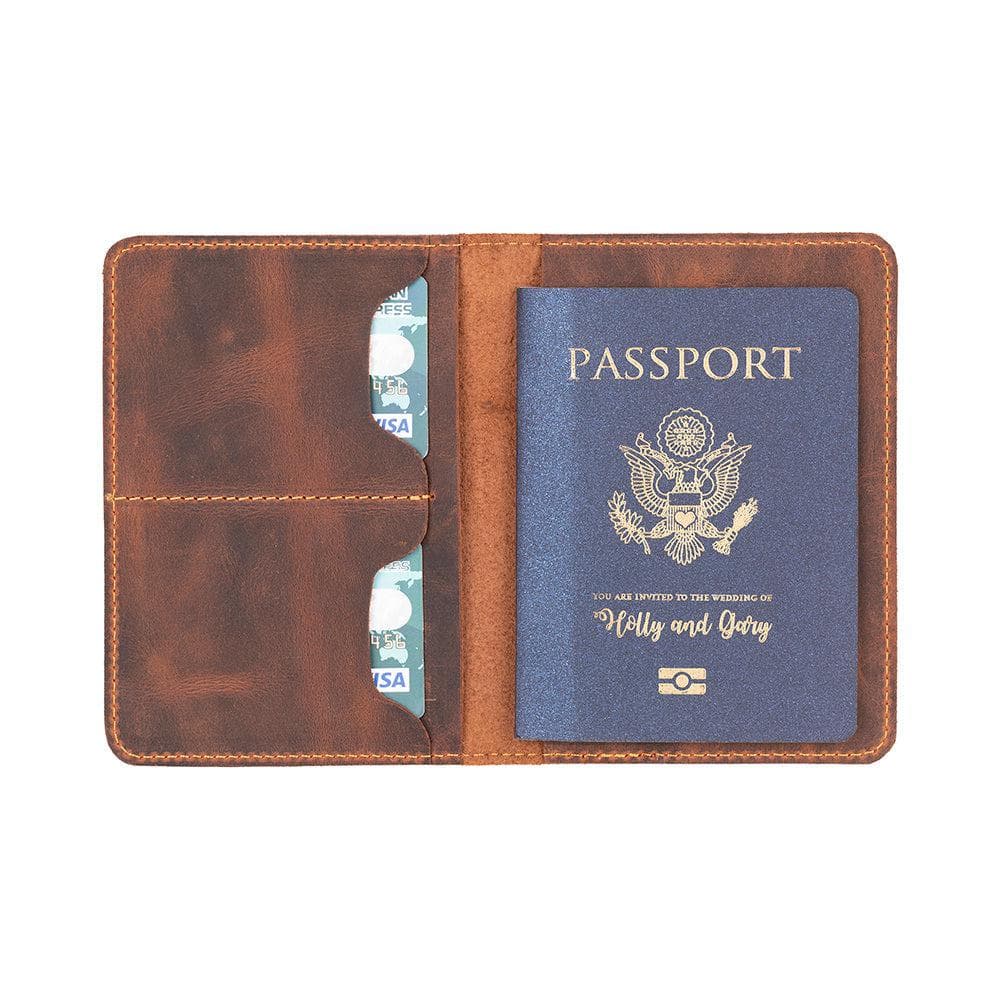 Viaggio Leather Passport Wallet Saddle Brown Bouletta