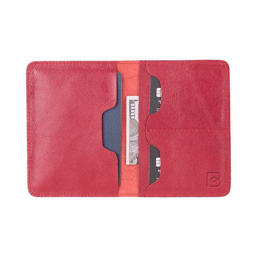 Viaggio Leather Passport Wallet Sandy Red Bouletta