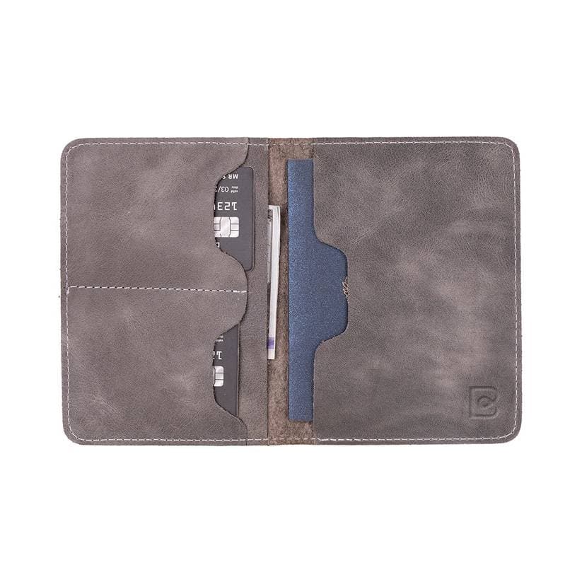 Viaggio Leather Passport Wallet Light Gray Bouletta