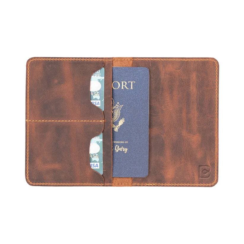 Viaggio Leather Passport Wallet Saddle Brown Bouletta