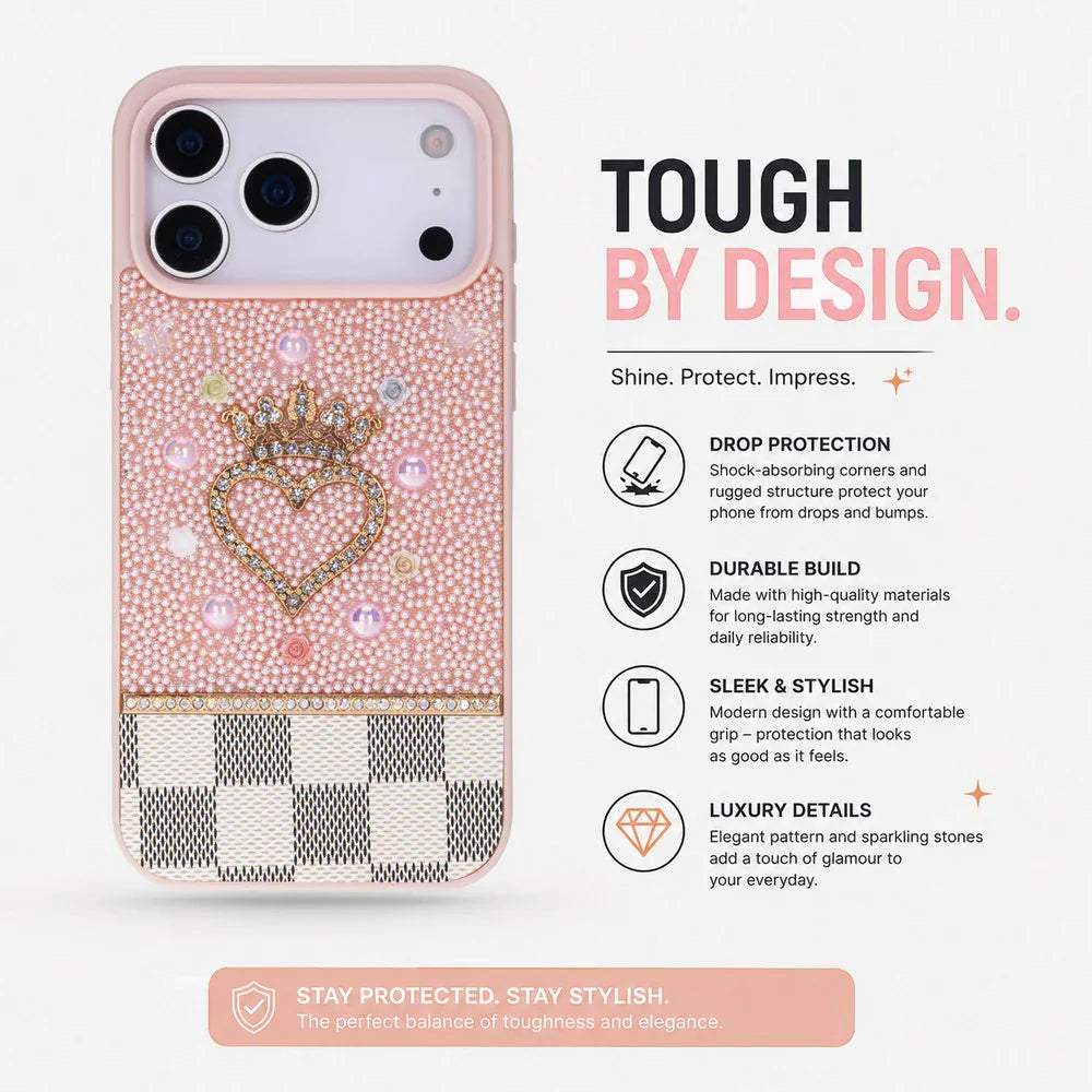 Vissel Heart Crystal Luxury Case for iPhone 17 Pro Bouletta