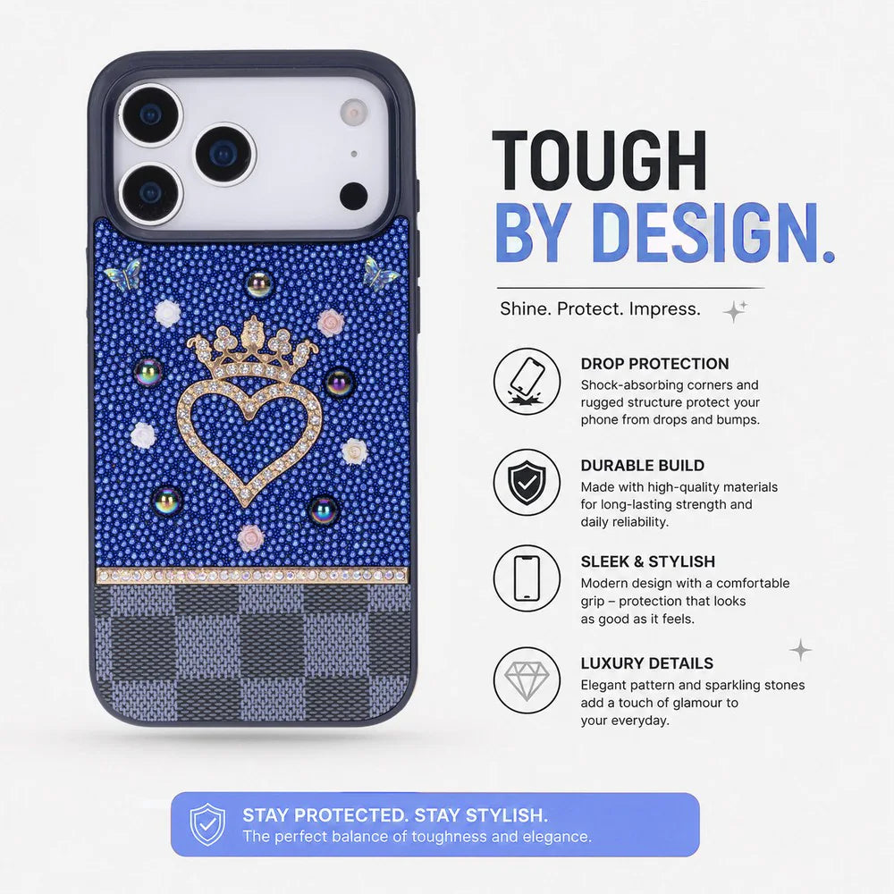 Vissel Heart Crystal Luxury Case for iPhone 17 Pro Max Bouletta