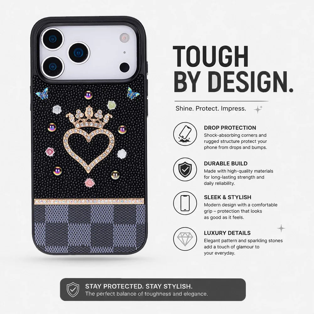 Vissel Heart Crystal Luxury Case for iPhone 17 Pro Max Bouletta
