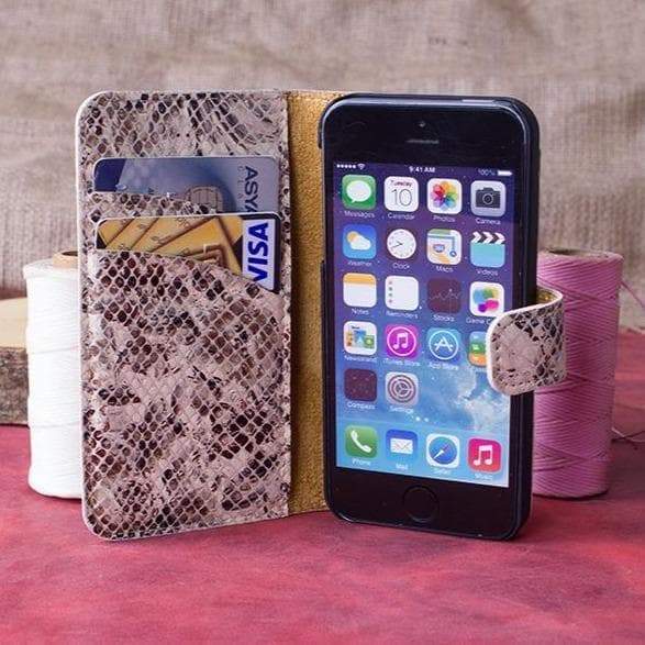 Wallet Case iPhone 5/5S Non-Detachable Genuine Leather Wallet Case - WC SNAKE NATURAL PLM