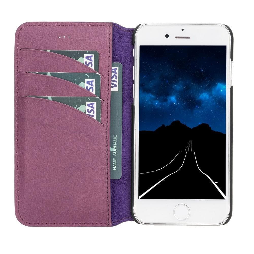 Wallet Case iPhone 6 Series Non-Detachable Genuine Leather Wallet Case - WC iPhone 6/6S / CRAZY DEEP PURPLE PLM