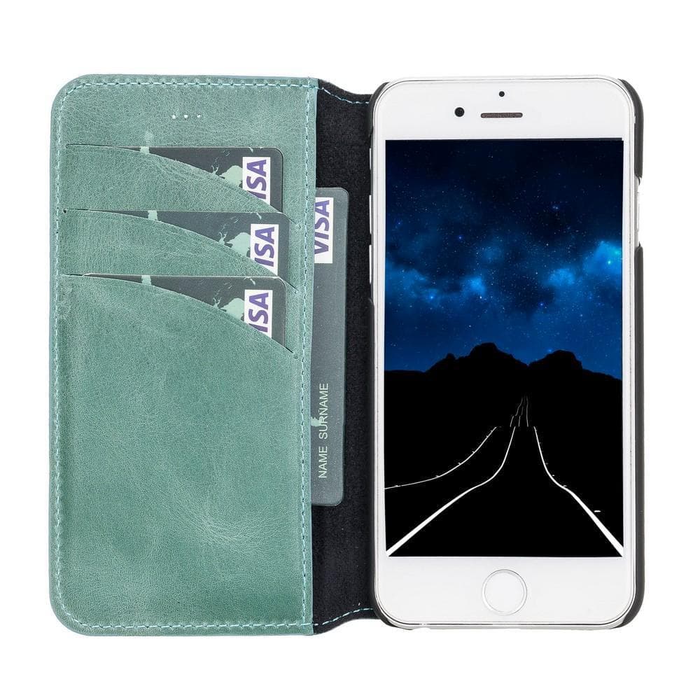 Wallet Case iPhone 6 Series Non-Detachable Genuine Leather Wallet Case - WC iPhone 6/6S / CRAZY AQUA PLM