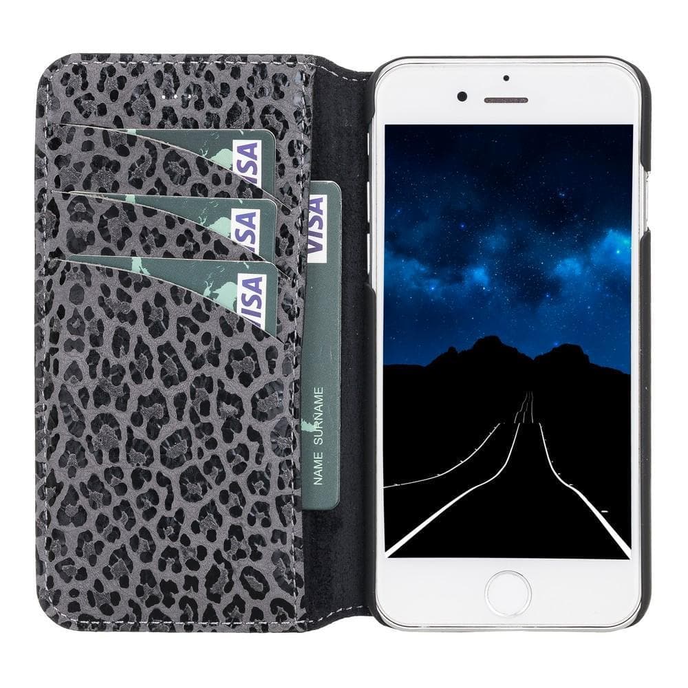 Wallet Case iPhone 6 Series Non-Detachable Genuine Leather Wallet Case - WC iPhone 6 Plus/iPhone 6S Plus / LEOPARD GRAY PLM