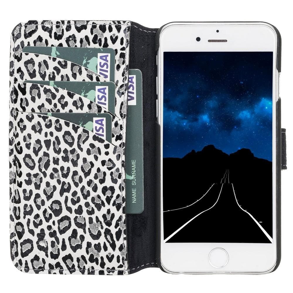 Wallet Case iPhone 6 Series Non-Detachable Genuine Leather Wallet Case - WC iPhone 6/6S / LEOPARD WHITE PLM